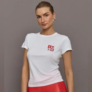 Carbon38 White 'I Love LA' Graphic Tee New Size Small